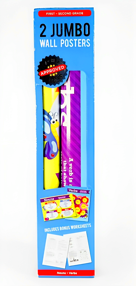 2 Jumbo Educational Wall Posters With Bonus Worksheets For First-Second Grade