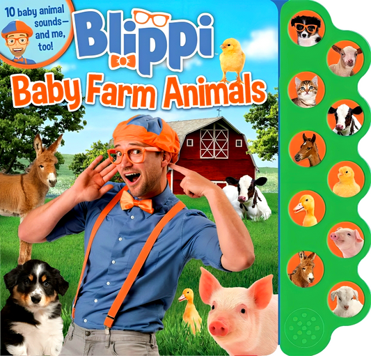 [Original Price: RM39.90] Baby Farm Animals (Blippi, 10-Button Sound Books)