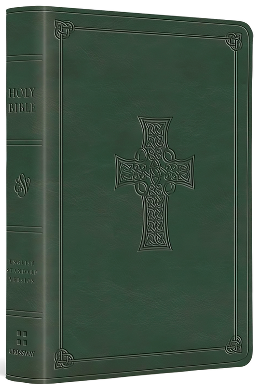 Esv, Value Large Print Compact Bible (Trutone, Quiet Forest, Celtic Cross Design)