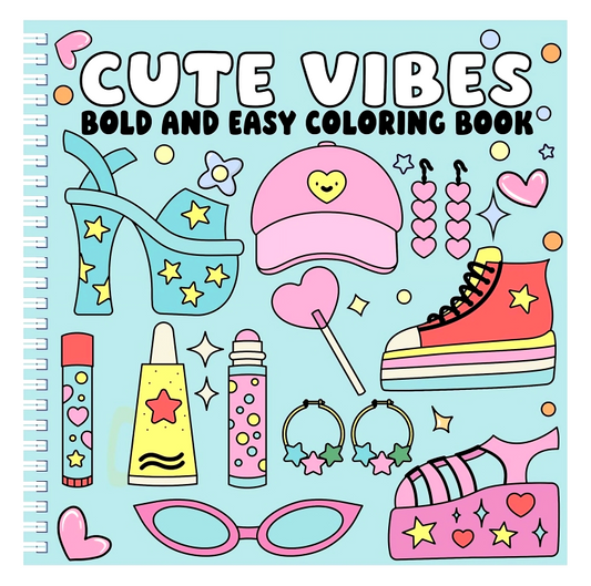 Cute Vibes Bold And Easy Coloring Book