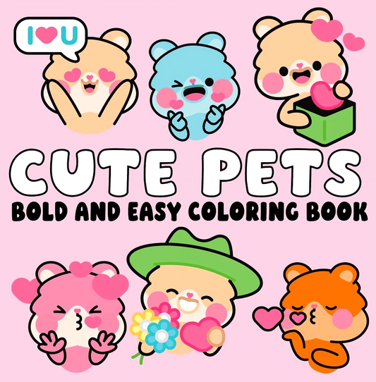 Cute Pets Bold And Easy Coloring Book