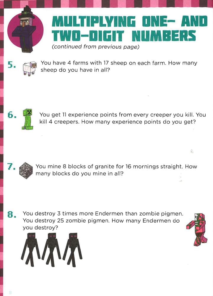 Math for Minecrafters Word Problems: Grades 3-4
